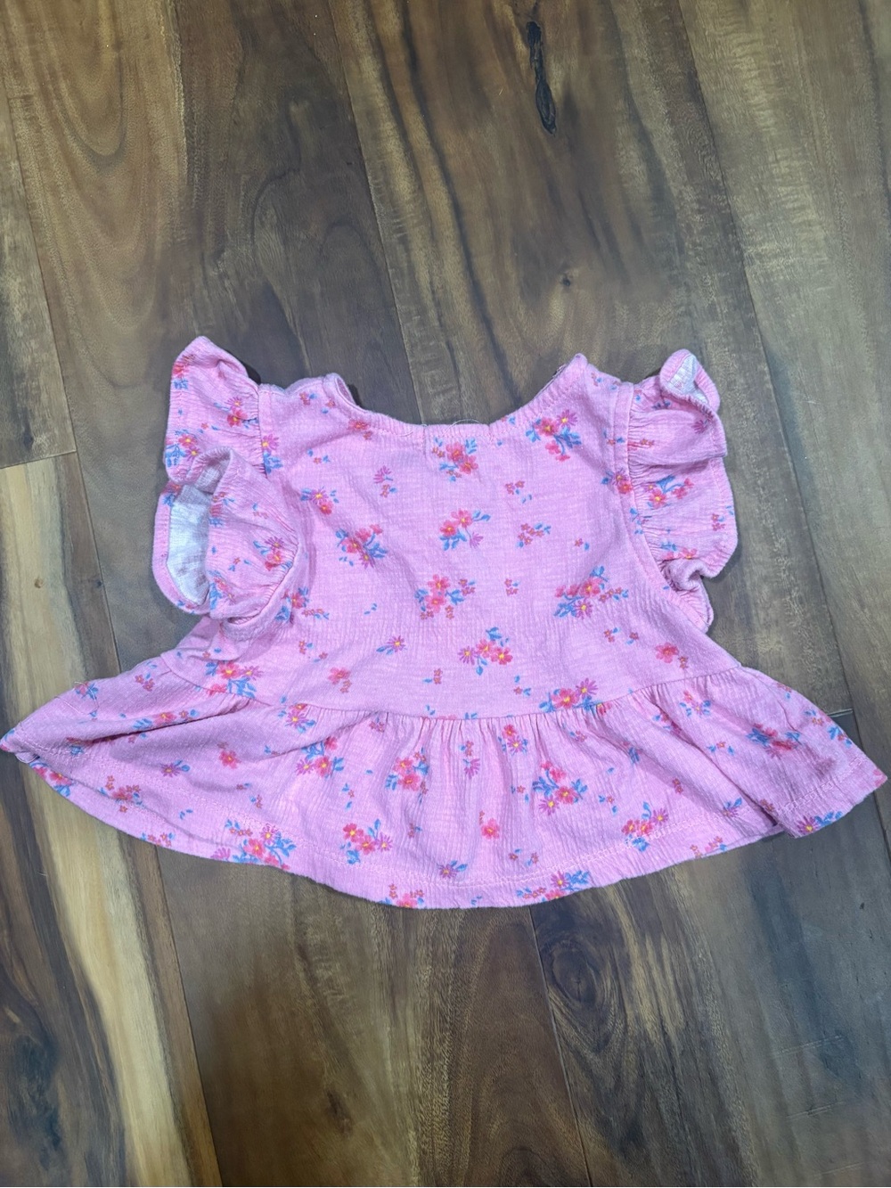 Pink Floral Button-Front Girls' Ruffle Top - Picture 3 of 3